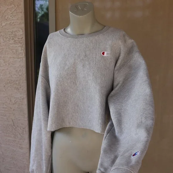 CHAMPION Reverse Weave® Crop Sweatshirt In Gfs Silver Grey - Picture 4 of 6